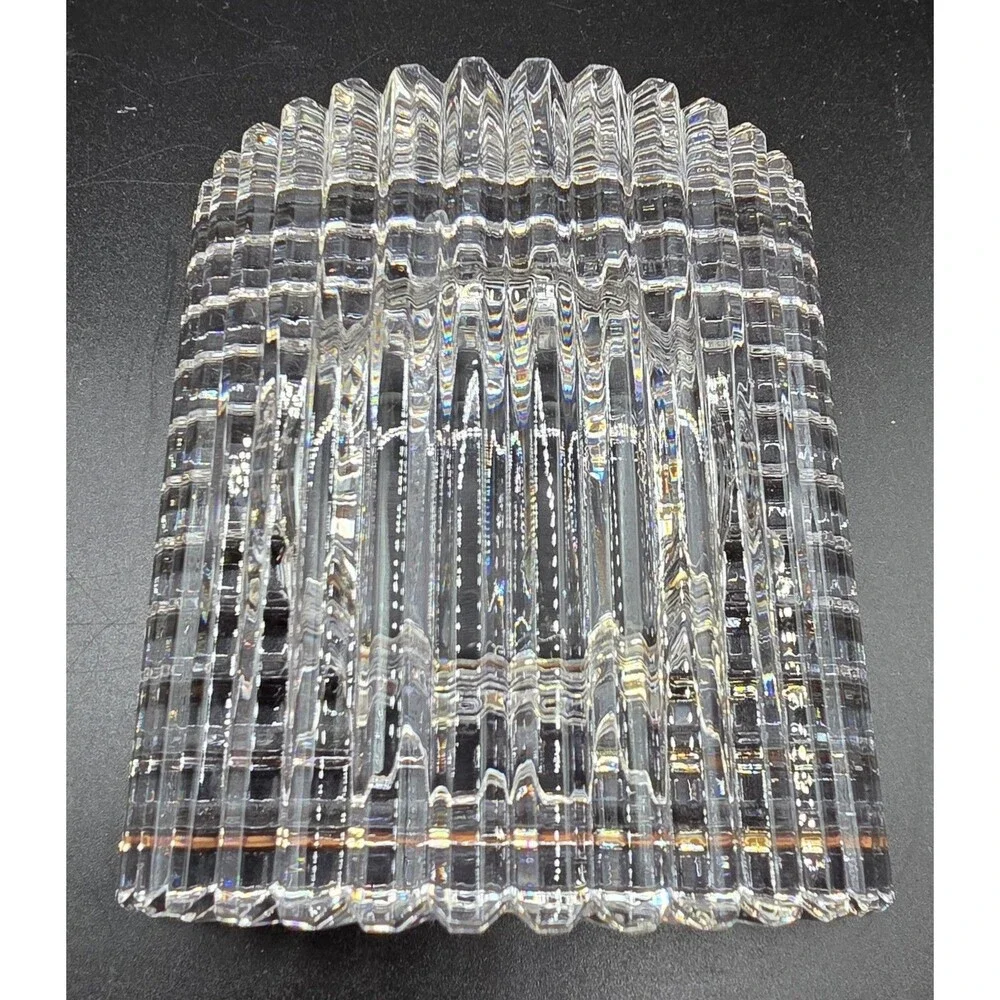 Mikasa Crystal Square Votive Candle Holder Heavy Clear Glass Original Label